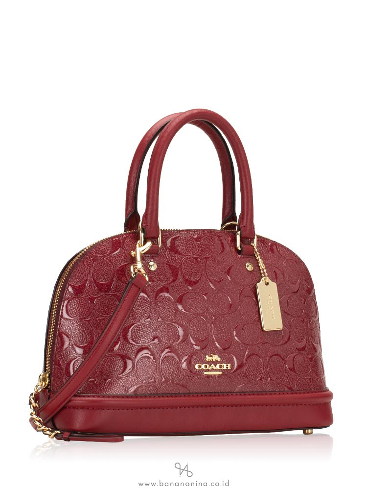 COACH 27597 Signature Debossed Patent Mini Sierra Cherry