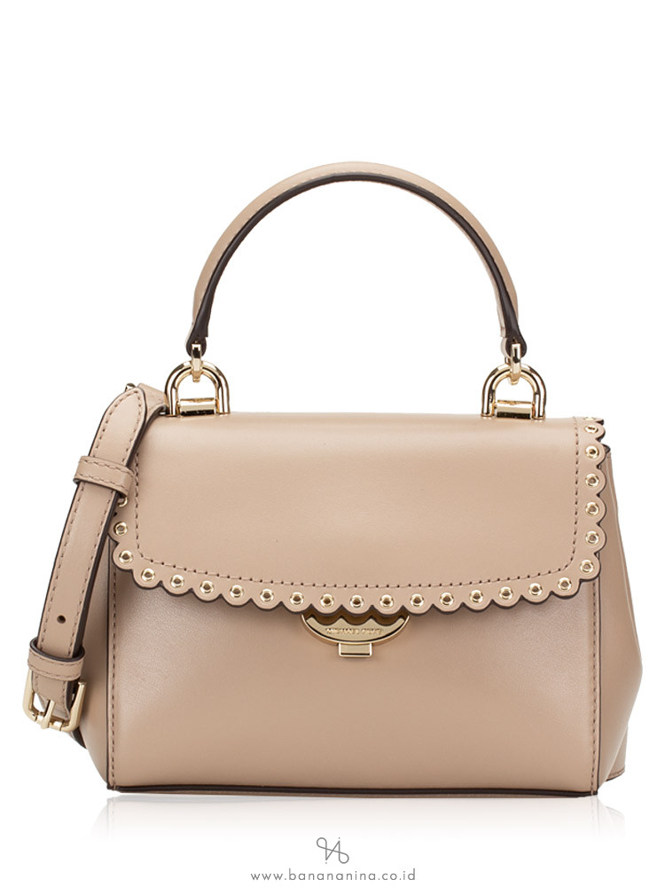 MICHAEL KORS Ava Scalloped XS Leather Crossbody Truffle
