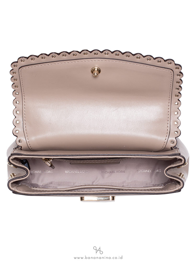 MICHAEL KORS Ava Scalloped XS Leather Crossbody Truffle