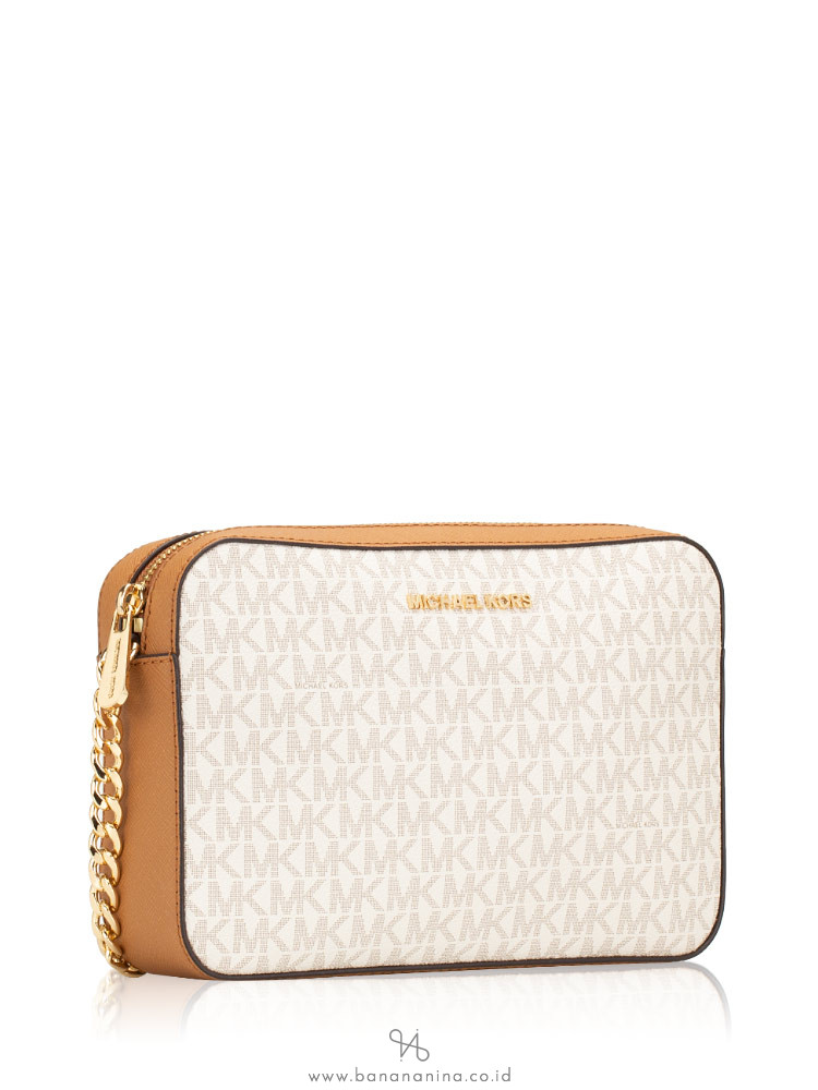 MICHAEL KORS Jet Set Item Signature Large Crossbody Vanilla Acorn