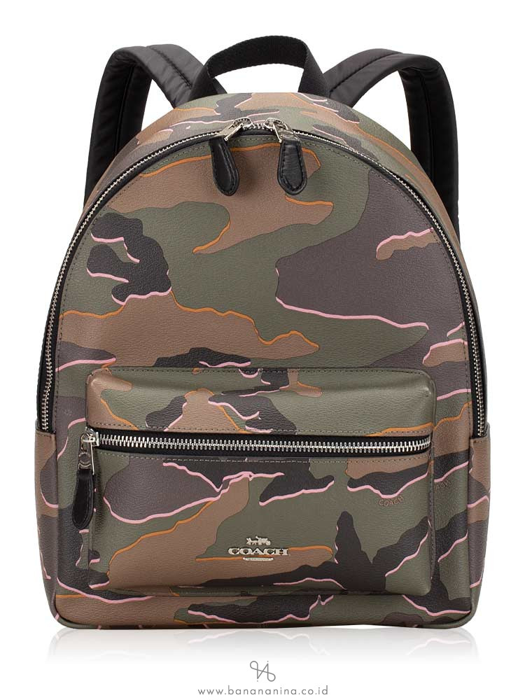 COACH 31452 Wild Camo Medium Charlie Backpack Green Multi