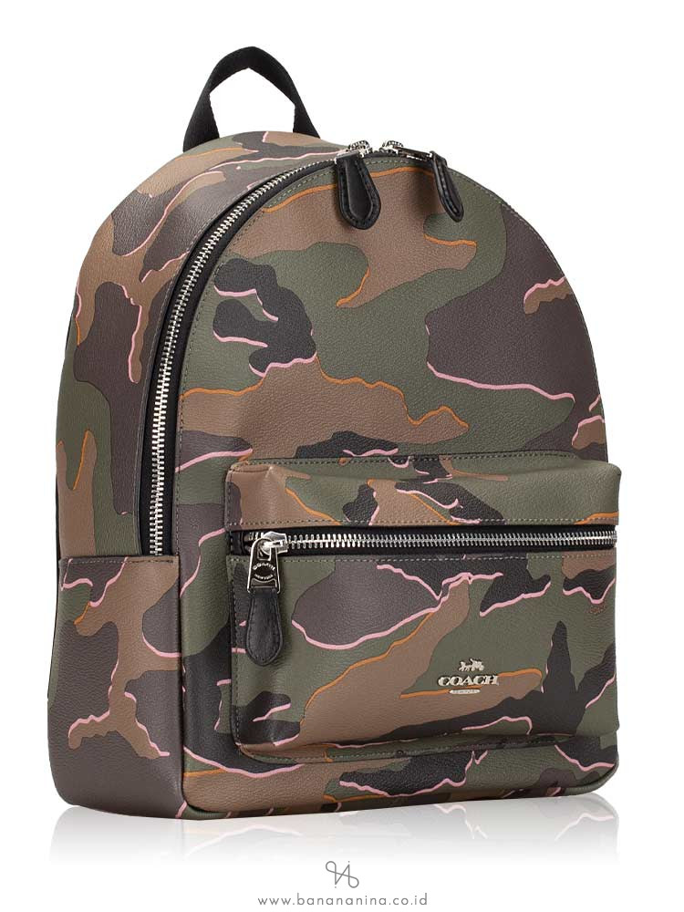 COACH 31452 Wild Camo Medium Charlie Backpack Green Multi