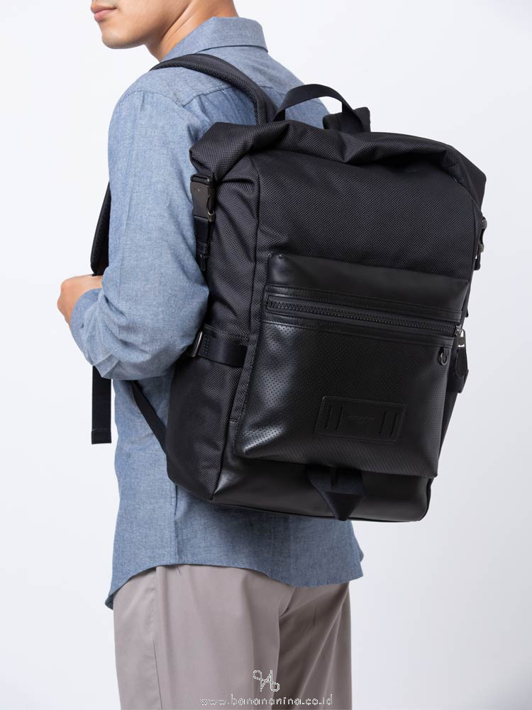 COACH Men 24676 Terrain Roll Top Backpack Black