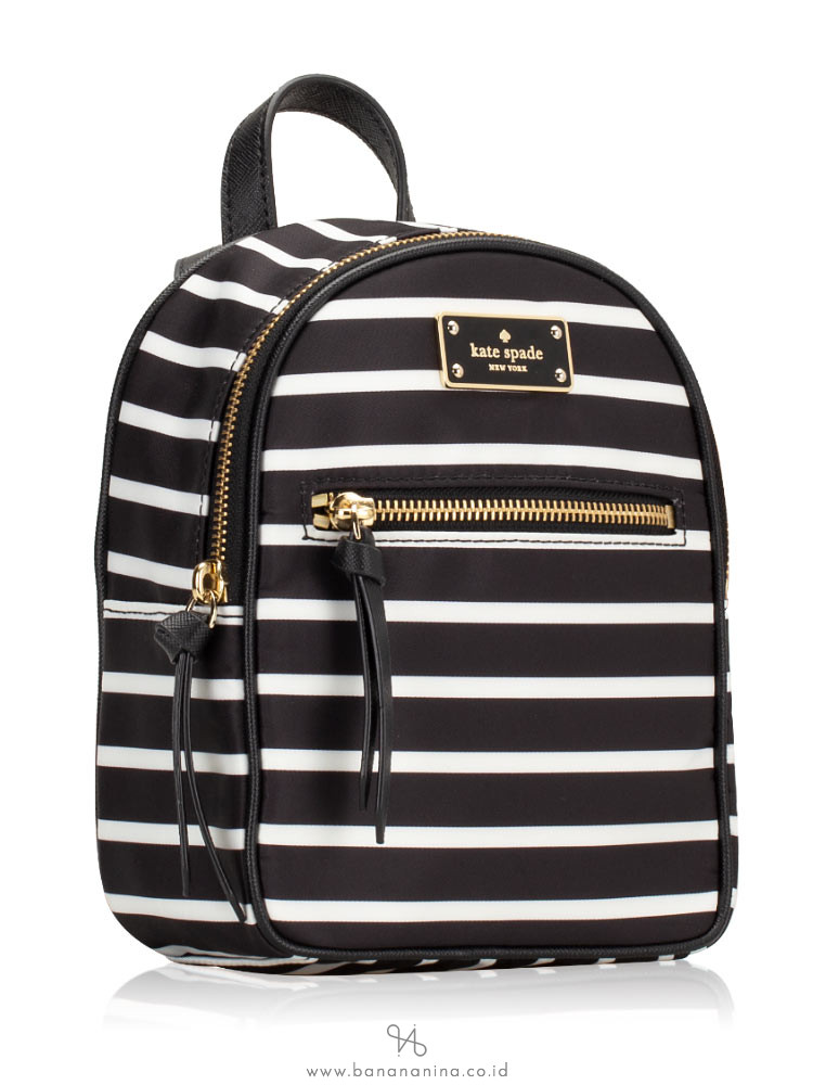 KATE SPADE Wilson Road French Stripe Mini Bradley Backpack Black Multi