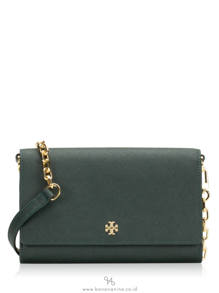 TORY BURCH Emerson Chain Wallet Jitney Green