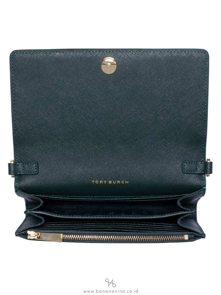 TORY BURCH Emerson Chain Wallet Jitney Green