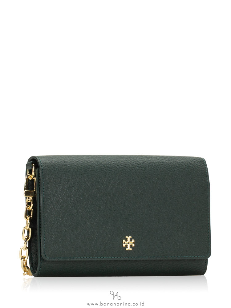 TORY BURCH Emerson Chain Wallet Jitney Green