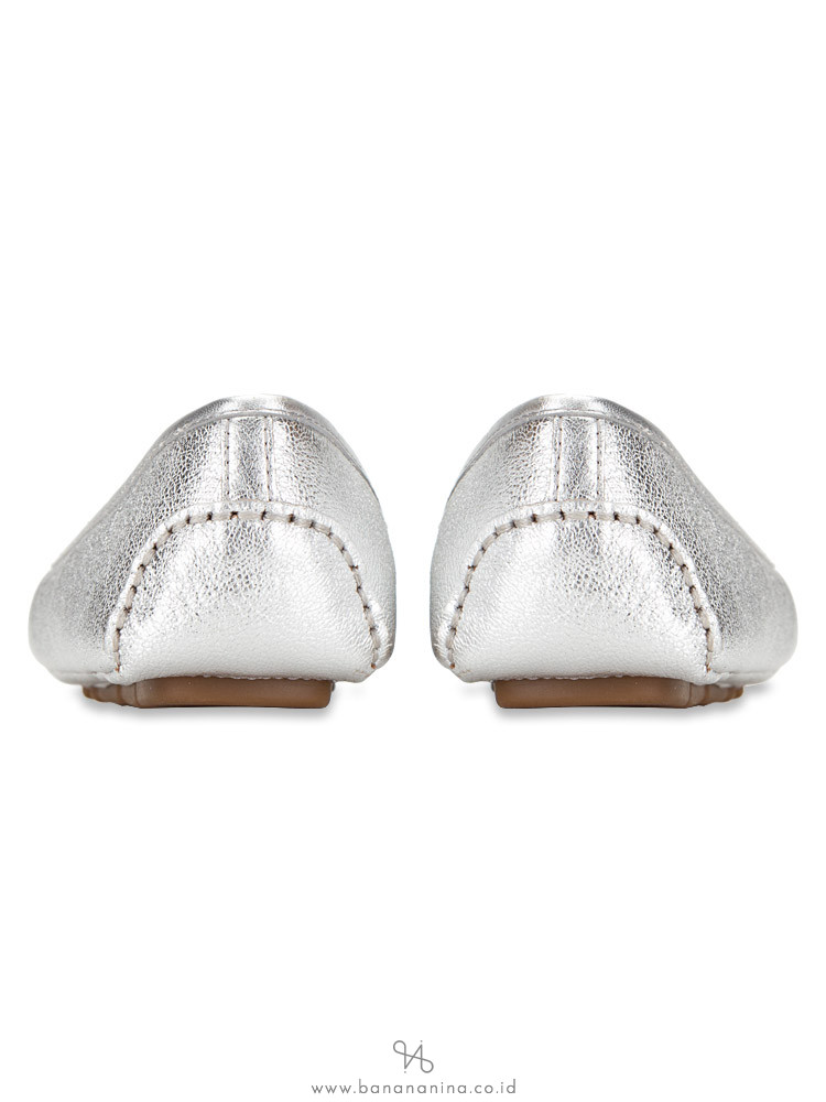 MICHAEL KORS Fulton Leather Flats Silver Sz 7.5