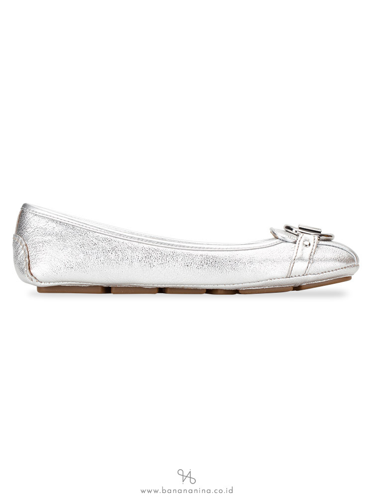 MICHAEL KORS Fulton Leather Flats Silver Sz 7.5