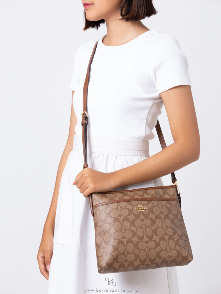 COACH 29210 Signature File Crossbody Khaki Saddle