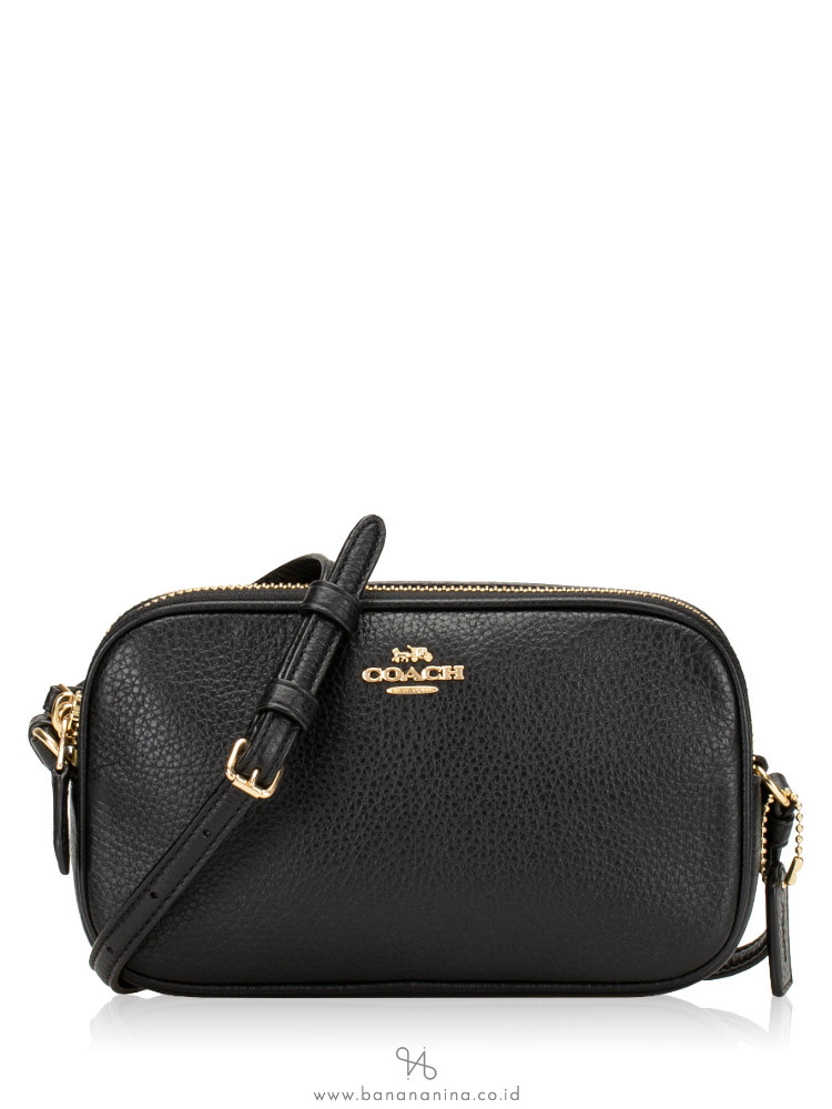 COACH 30259 Pebbled Leather Crossbody Pouch Black