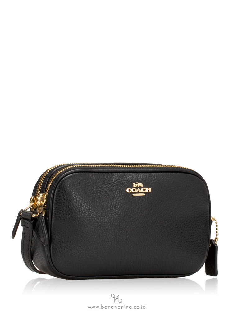 COACH 30259 Pebbled Leather Crossbody Pouch Black