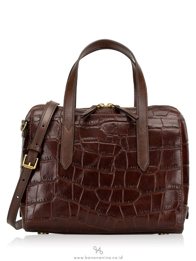 FOSSIL SHB1986204 Sydney Croco Leather Satchel Brown