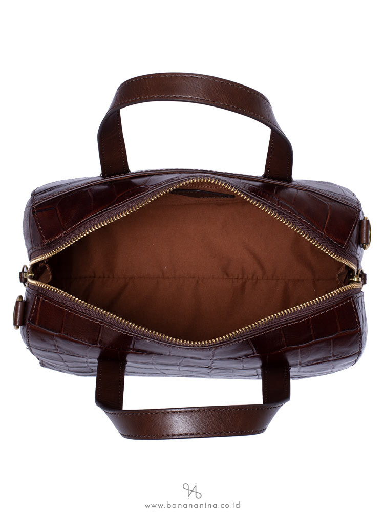 FOSSIL SHB1986204 Sydney Croco Leather Satchel Brown