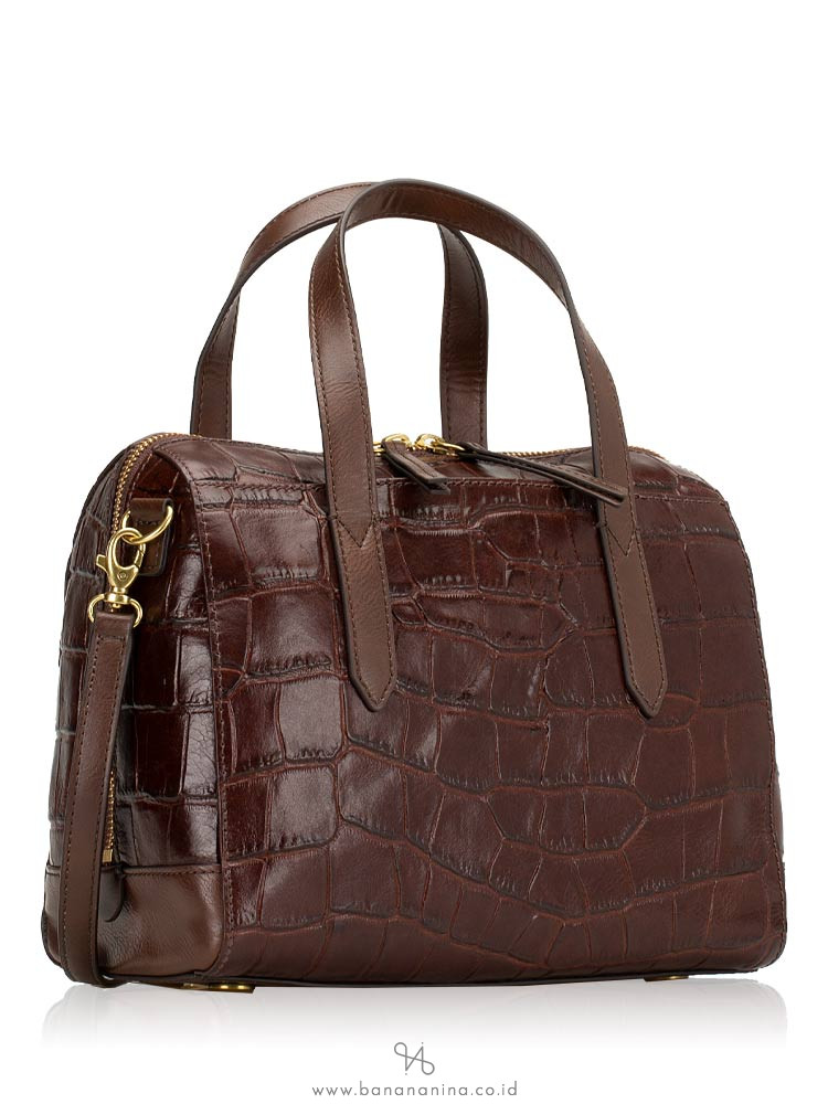 FOSSIL SHB1986204 Sydney Croco Leather Satchel Brown