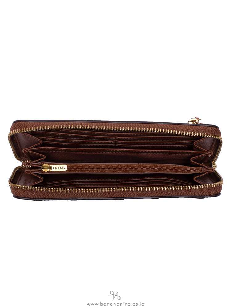 FOSSIL SL7837037 Logan Patchwork Leather Zip Wallet Brown