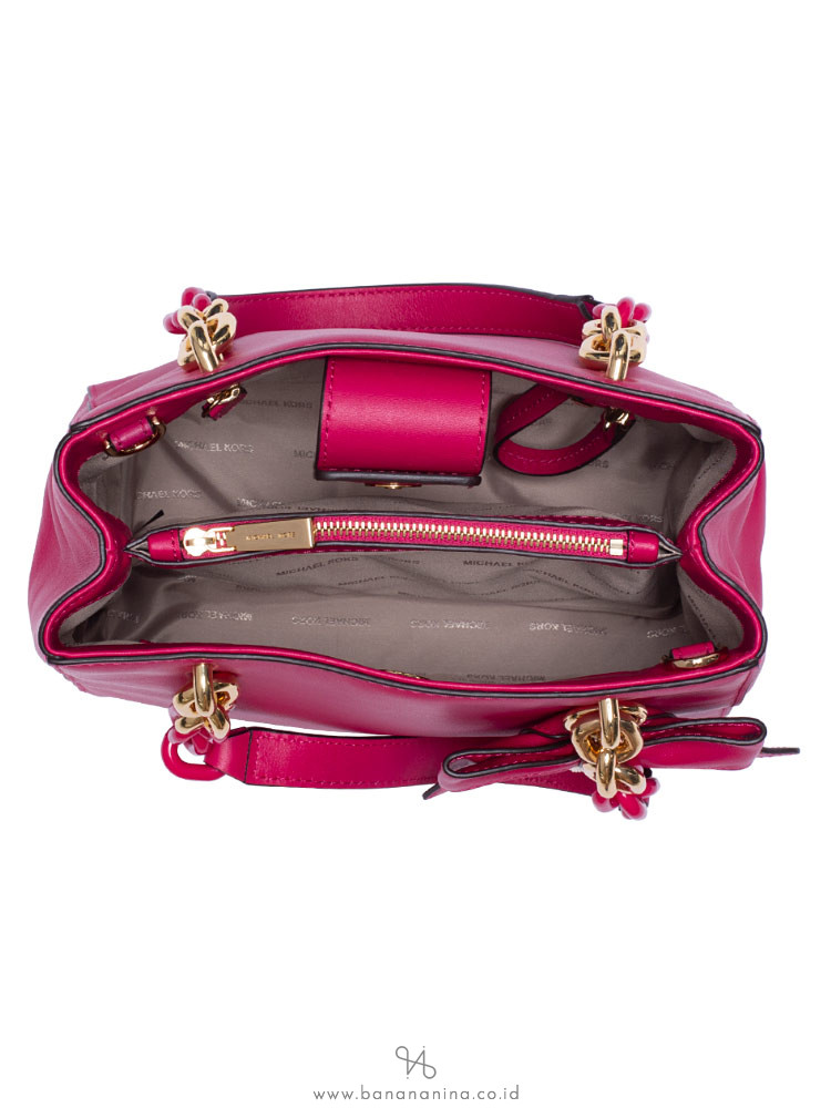 MICHAEL KORS Cynthia Small Leather Satchel Ultra Pink