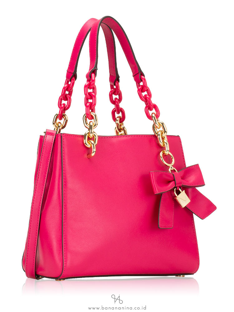 MICHAEL KORS Cynthia Small Leather Satchel Ultra Pink