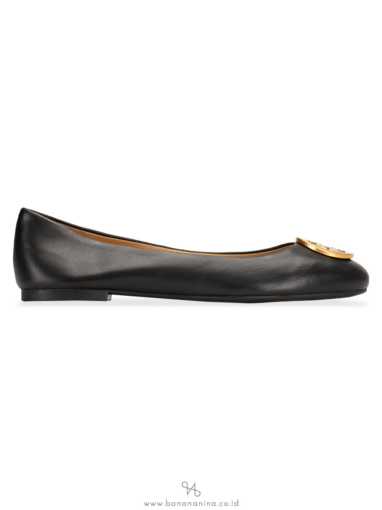 TORY BURCH Benton Leather Flats Perfect Black Sz 7