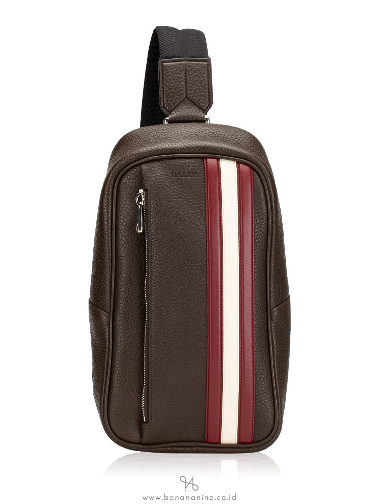 BALLY Men Starlex Leather Sling Bag Coffee