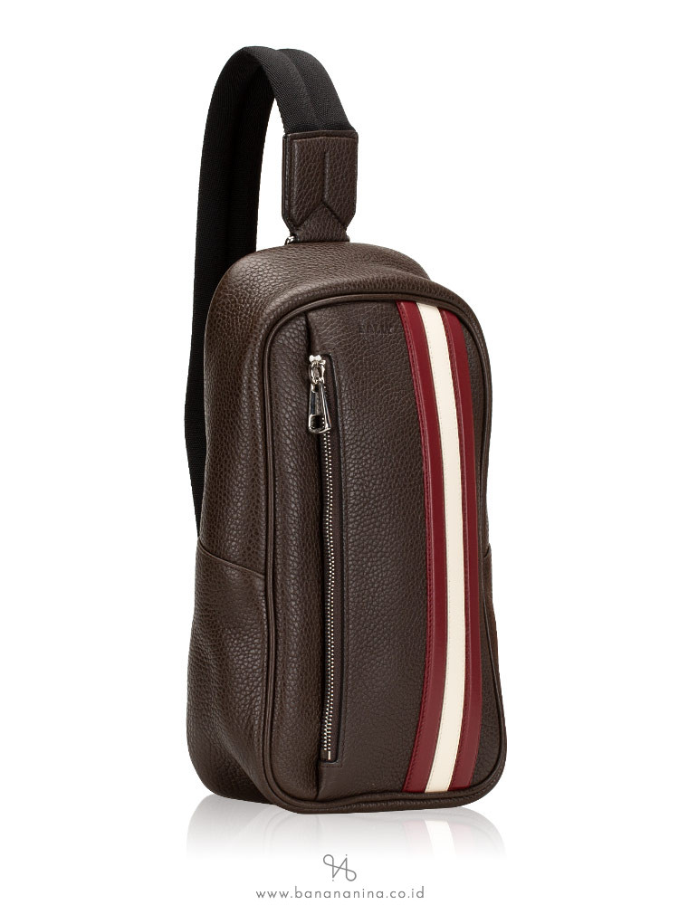 BALLY Men Starlex Leather Sling Bag Coffee