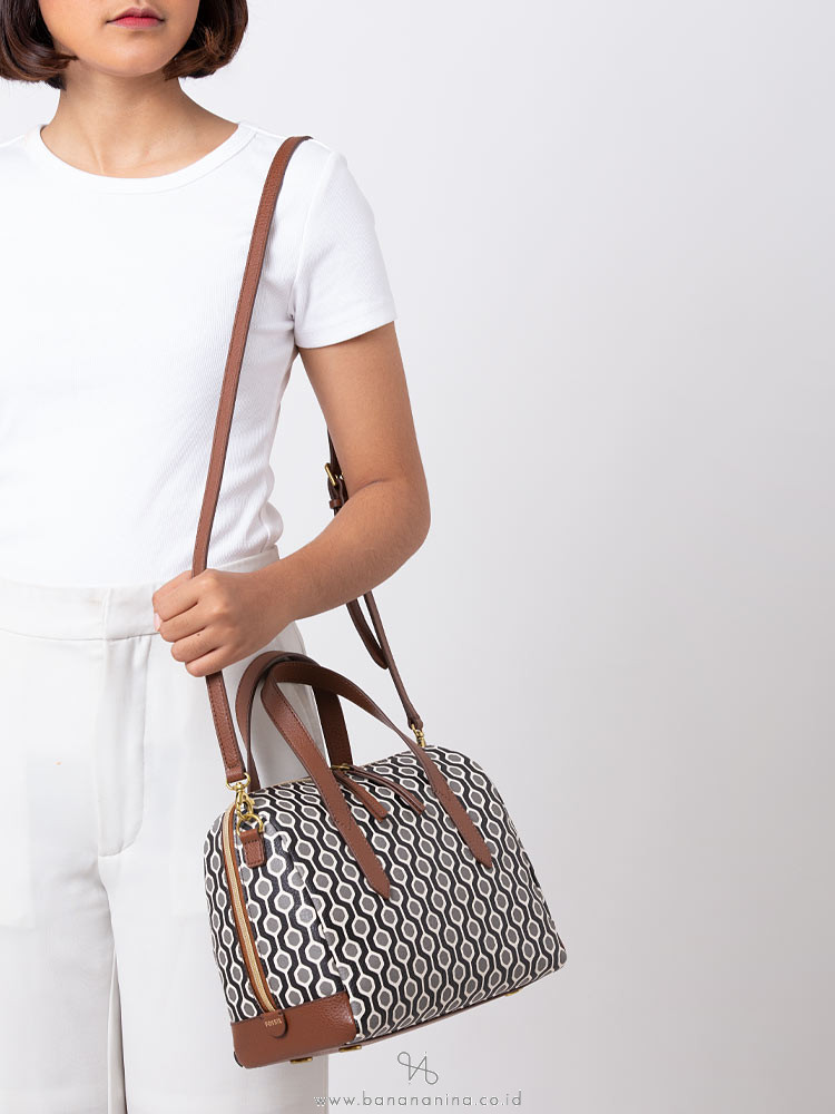 fossil sydney satchel grey multi