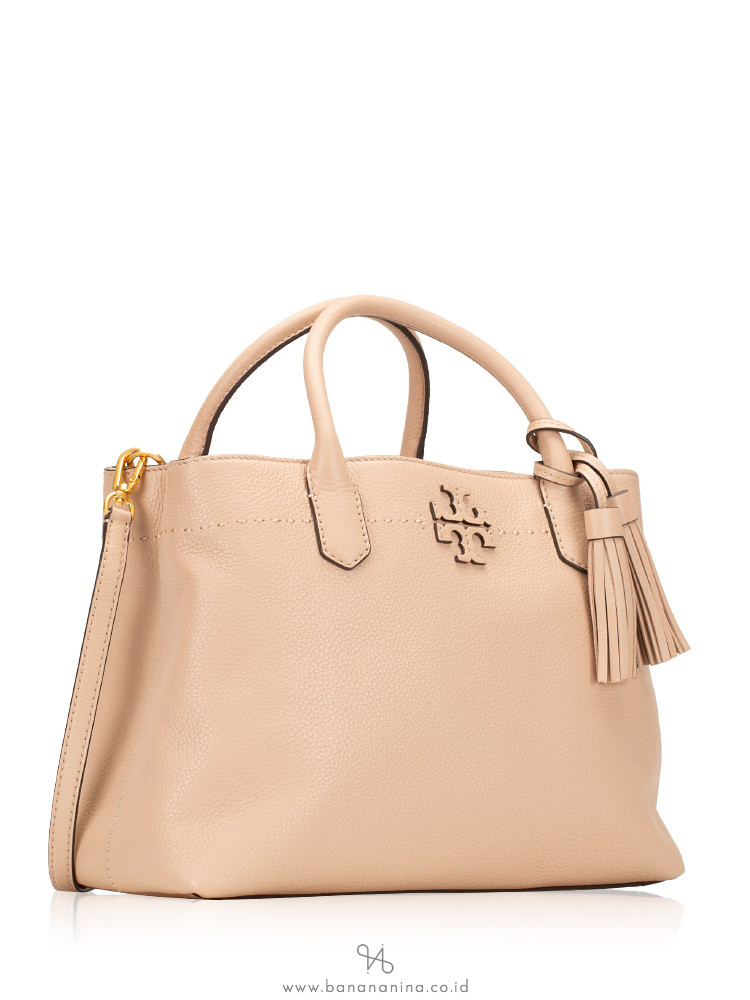 Tory burch mcgraw triple compartment shop satchel devon sand