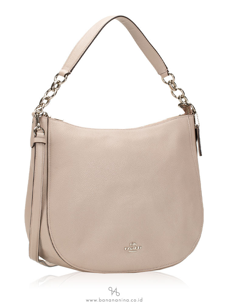 COACH 33000 Pebbled Leather Cassidy Hobo Grey Birch