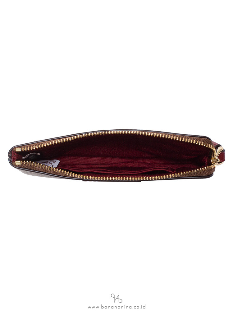 COACH 58035 Signature Small Wristlet Khaki Cherry