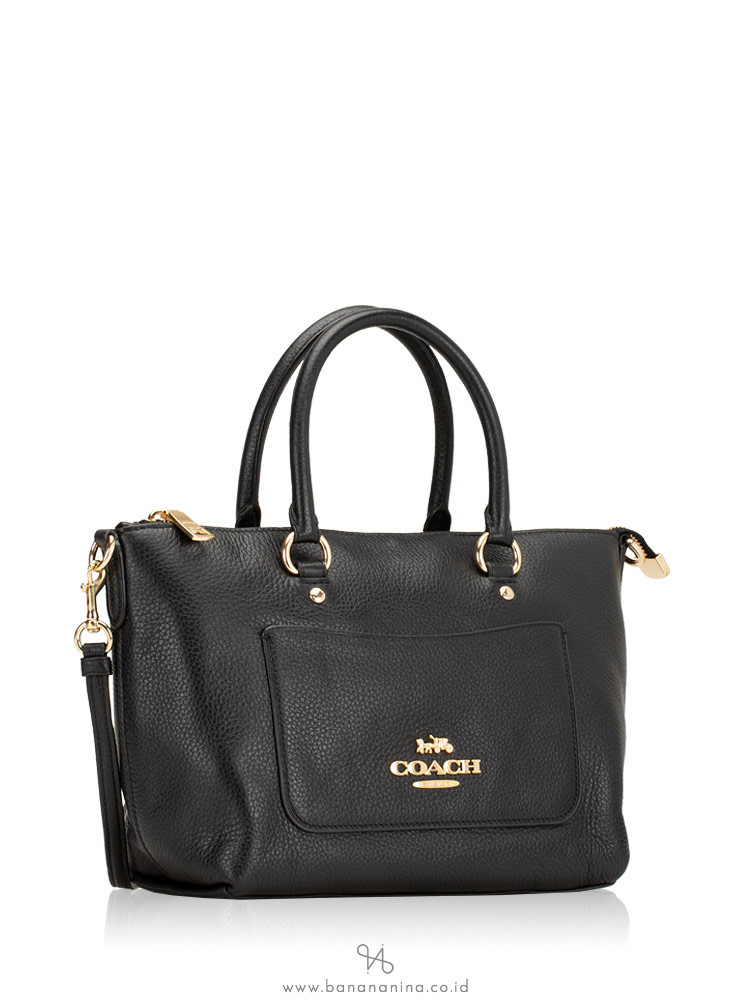 COACH 31466 Pebbled Leather Mini Ema Satchel Black