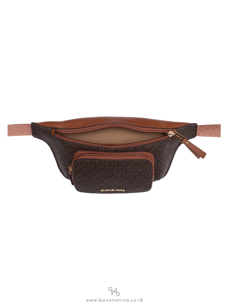 michael kors double zipper signature belt bag