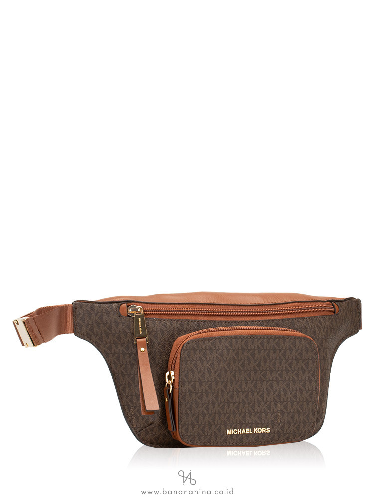 michael kors double zipper signature belt bag