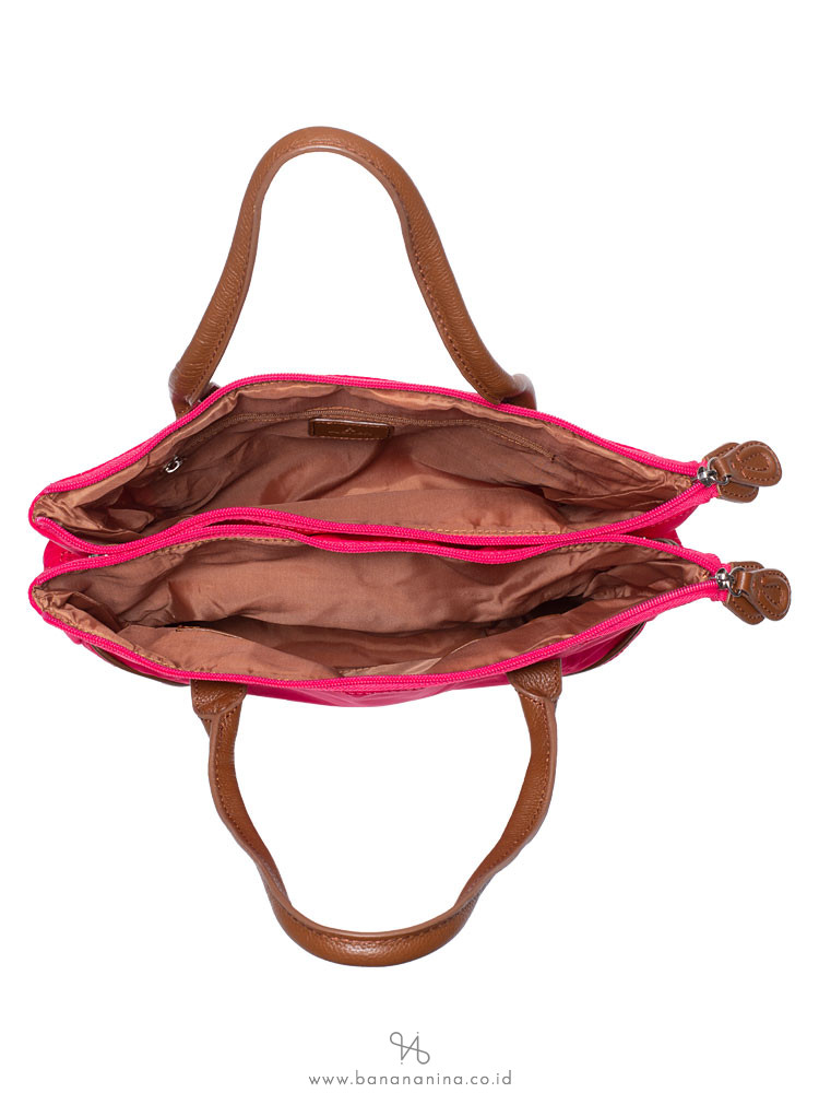 AIGNER Nylon Double Top Zip Tote Pitaya Pink