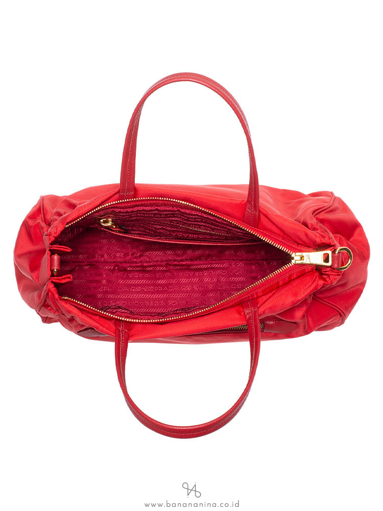 PRADA 1BA843 Tessuto Saffiano Satchel Rosso
