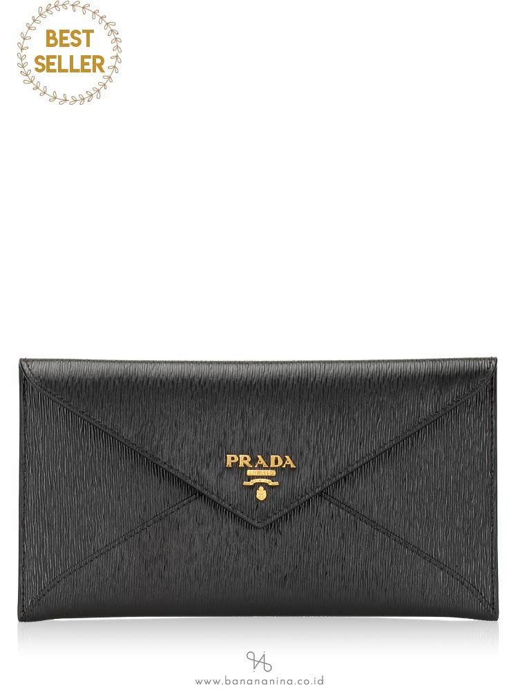 PRADA 1MF175 Vitello Move Envelope Wallet Nero
