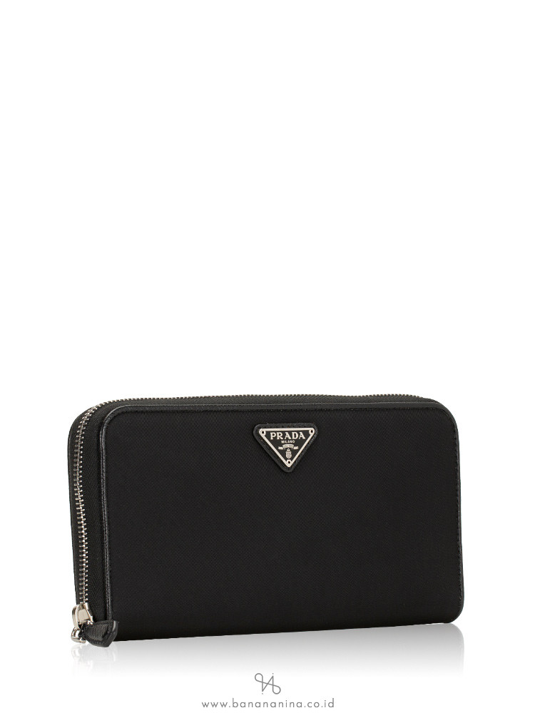 PRADA 1ML506 Tessuto Lampo Zip Wallet Nero