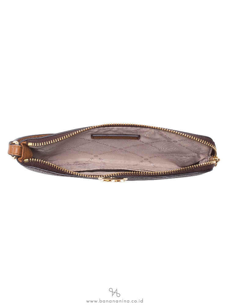 MICHAEL KORS Fulton Signature Large Wristlet Brown Acorn