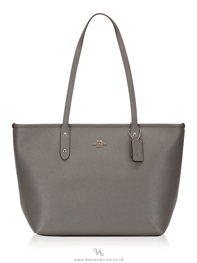 COACH 58846 Crossgrain Leather City Zip Tote Heather Grey