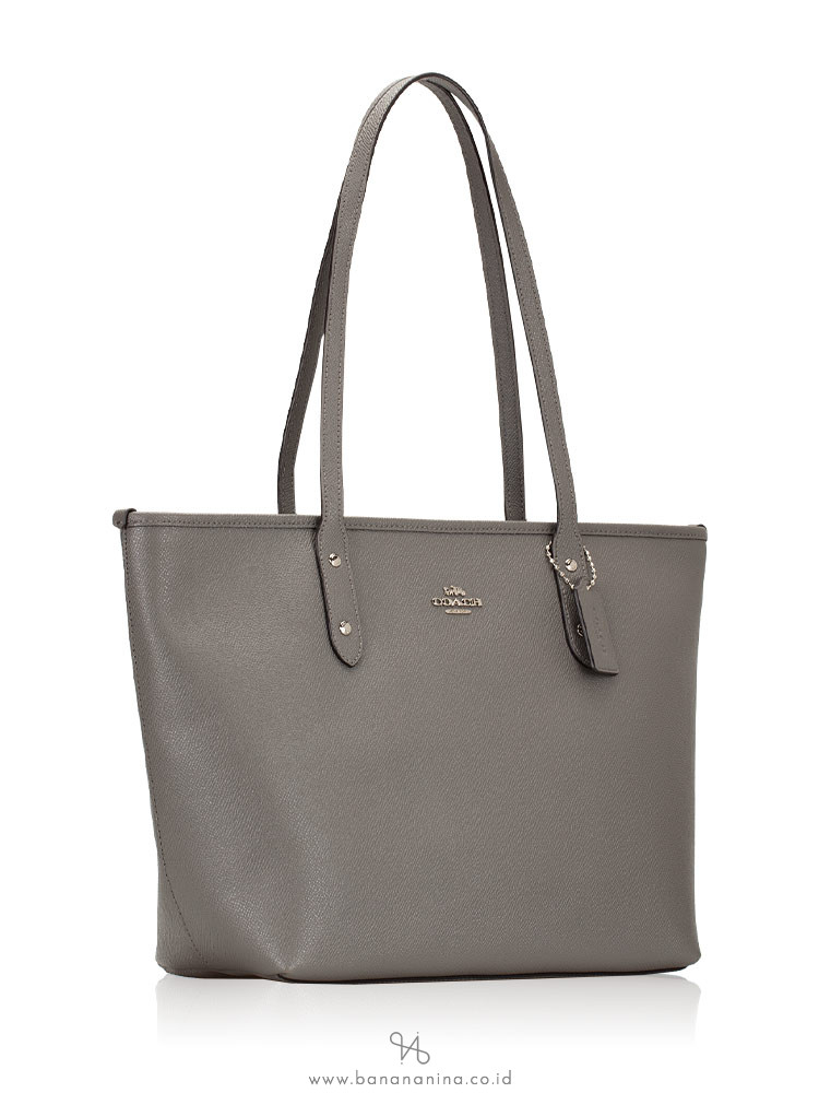 COACH 58846 Crossgrain Leather City Zip Tote Heather Grey