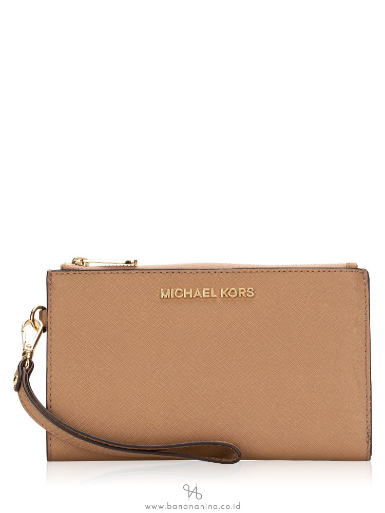 MICHAEL KORS Jet Set Saffiano Double Zip Wristlet Dark Khaki
