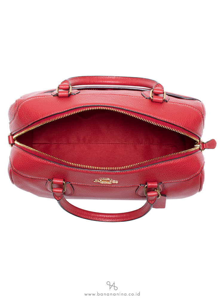 COACH 31376 Pebbled Leather Large Bennett Satchel Ruby