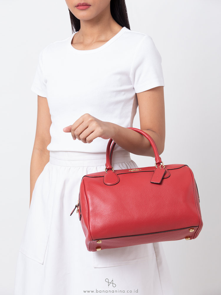 COACH 31376 Pebbled Leather Large Bennett Satchel Ruby