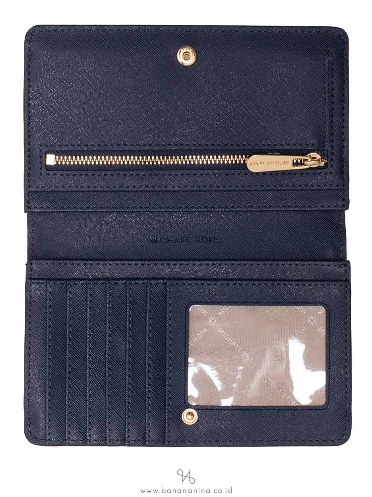 MICHAEL KORS Jet Set Saffiano Slim Bifold Wallet Navy