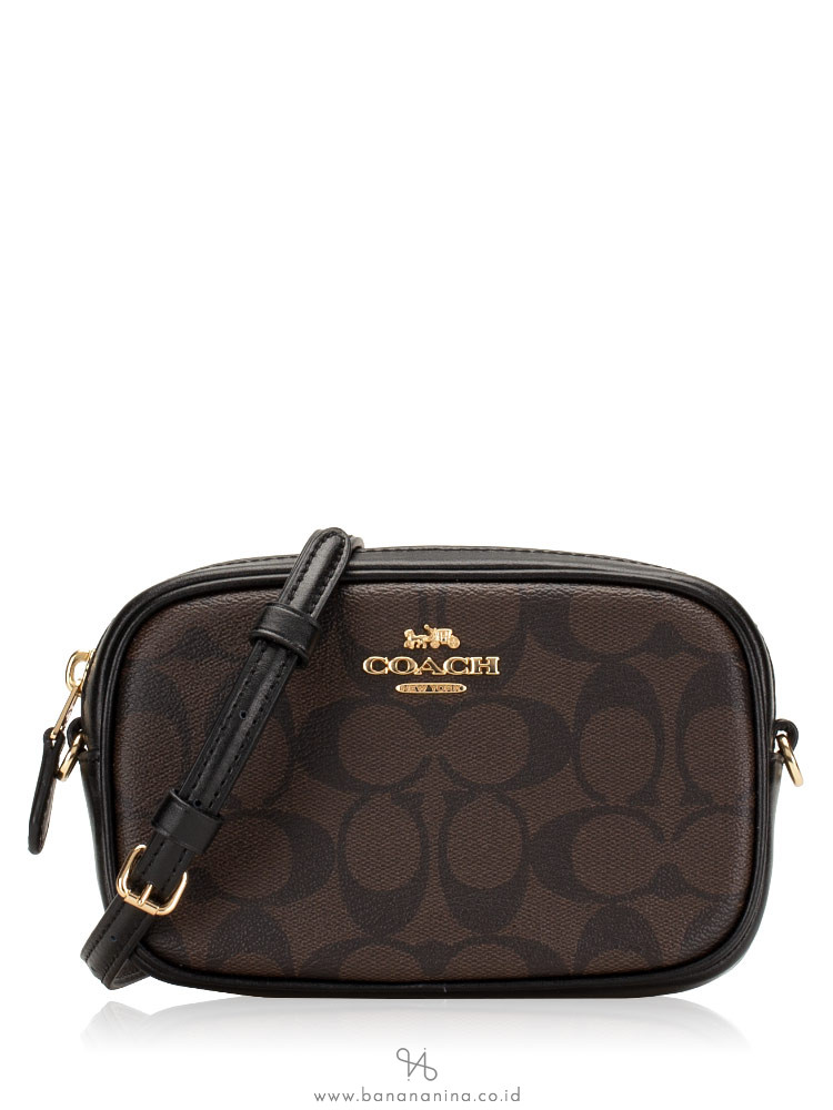 COACH 39657 Signature Belt Bag Set Brown Black