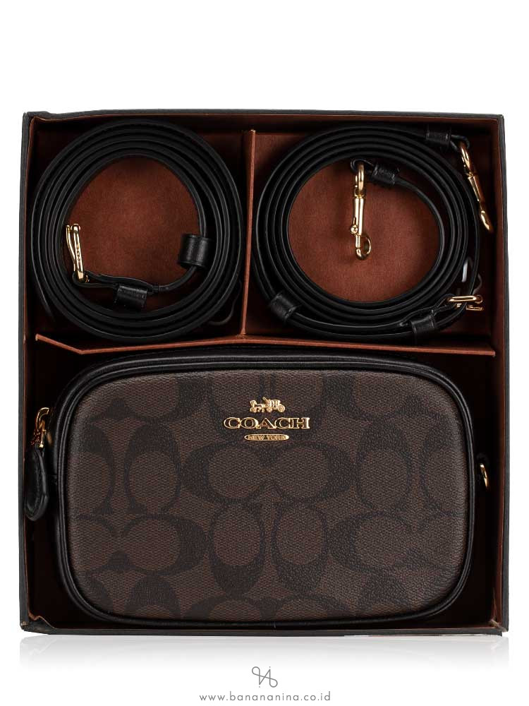 COACH 39657 Signature Belt Bag Set Brown Black