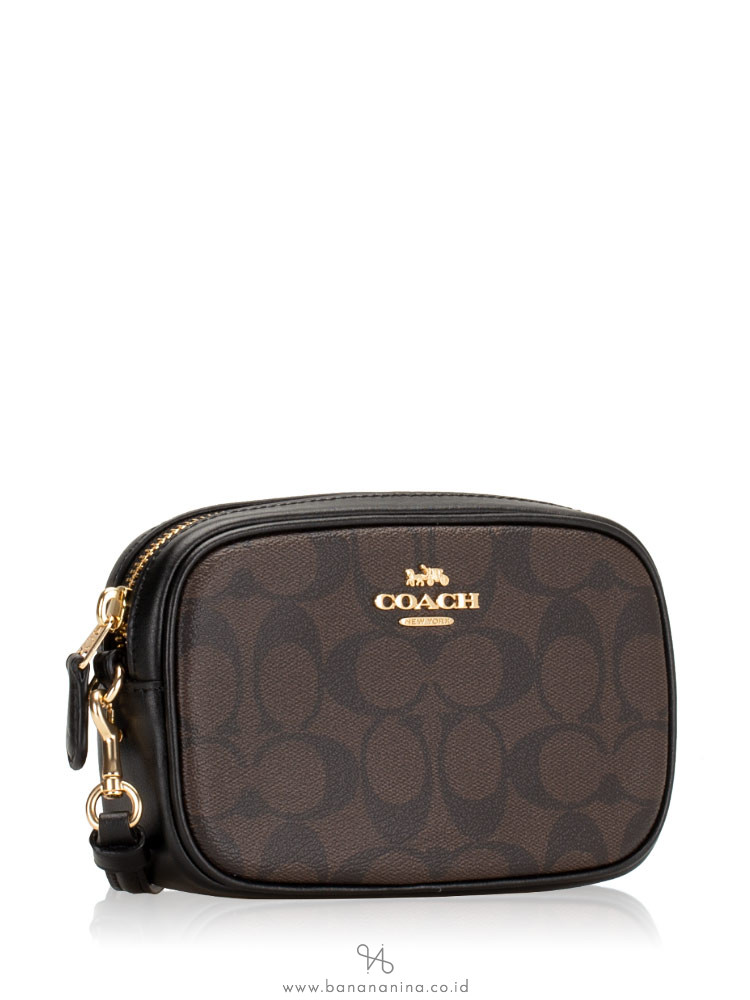COACH 39657 Signature Belt Bag Set Brown Black