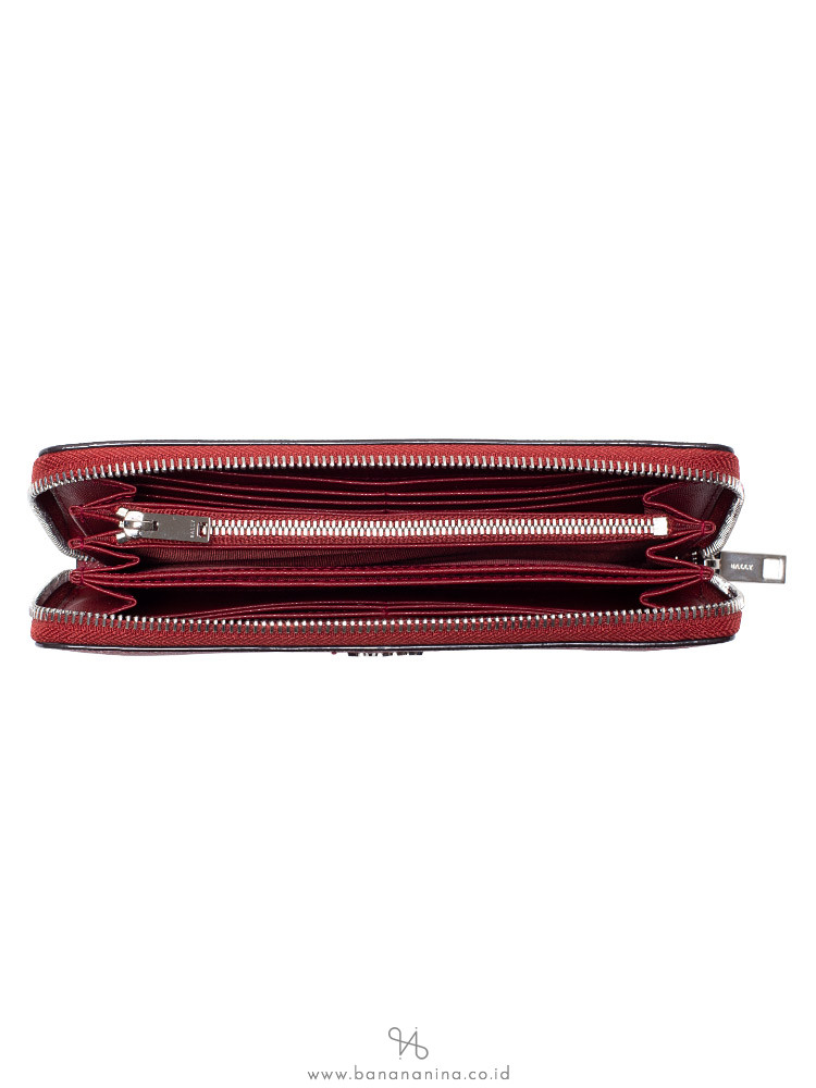 BALLY Salen Saffiano Zip Wallet Garnet