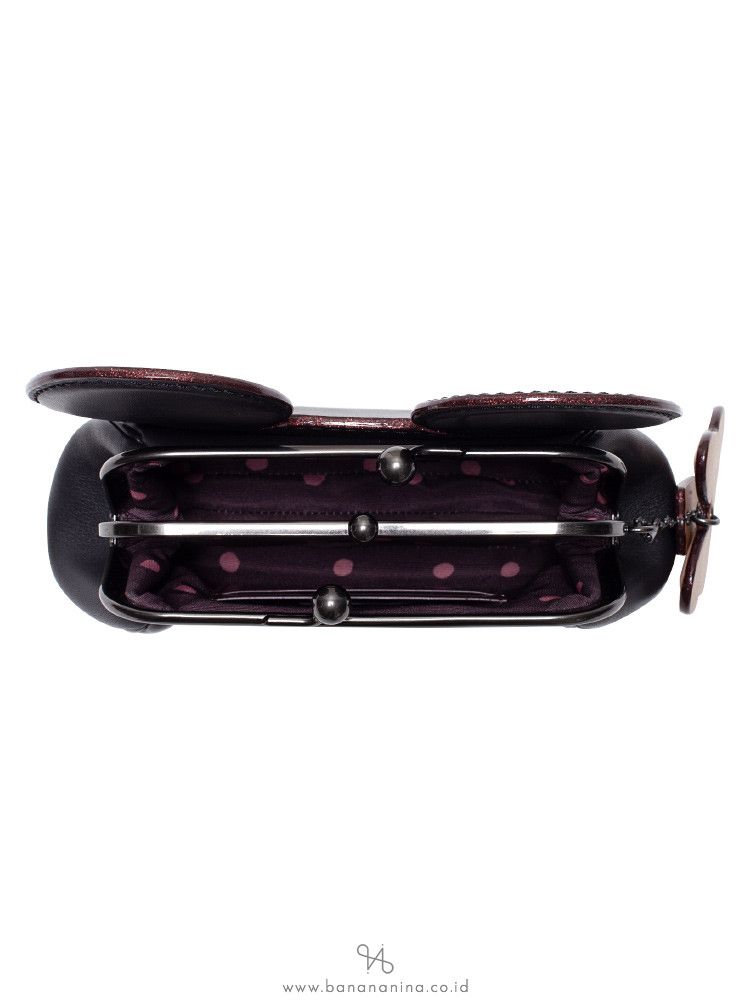 COACH 30212 Minnie Leather Kisslock Clutch Black
