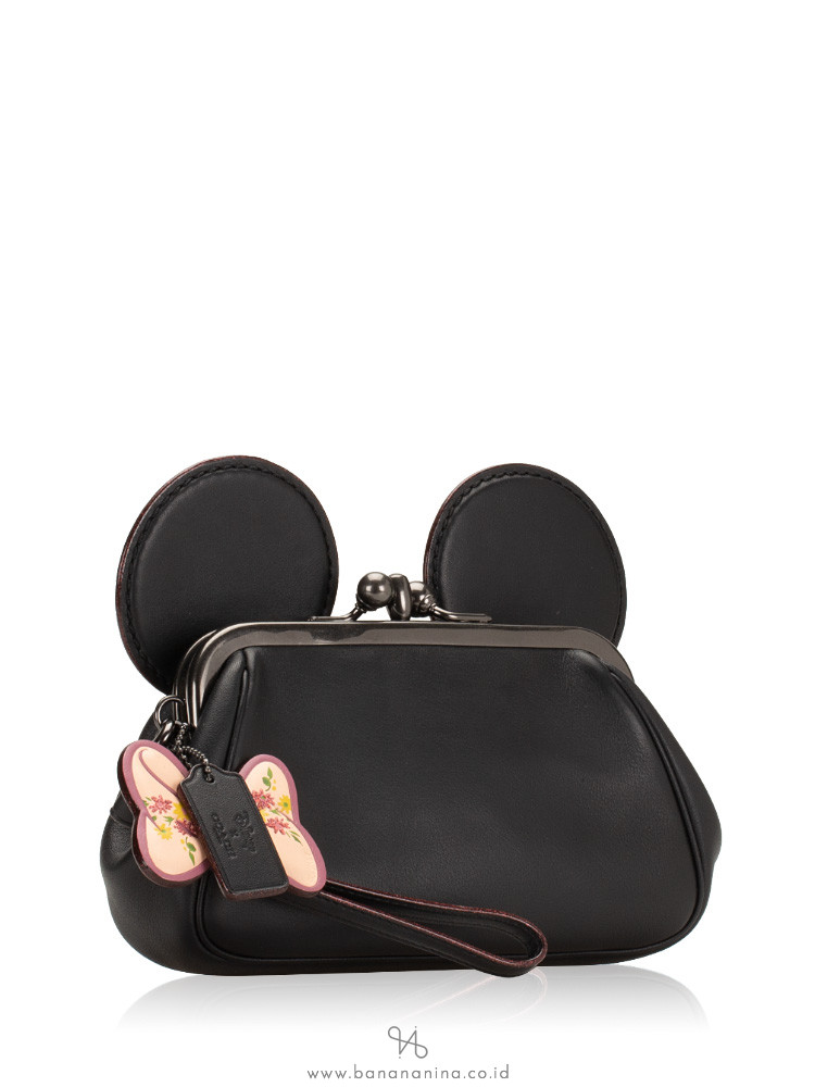 COACH 30212 Minnie Leather Kisslock Clutch Black