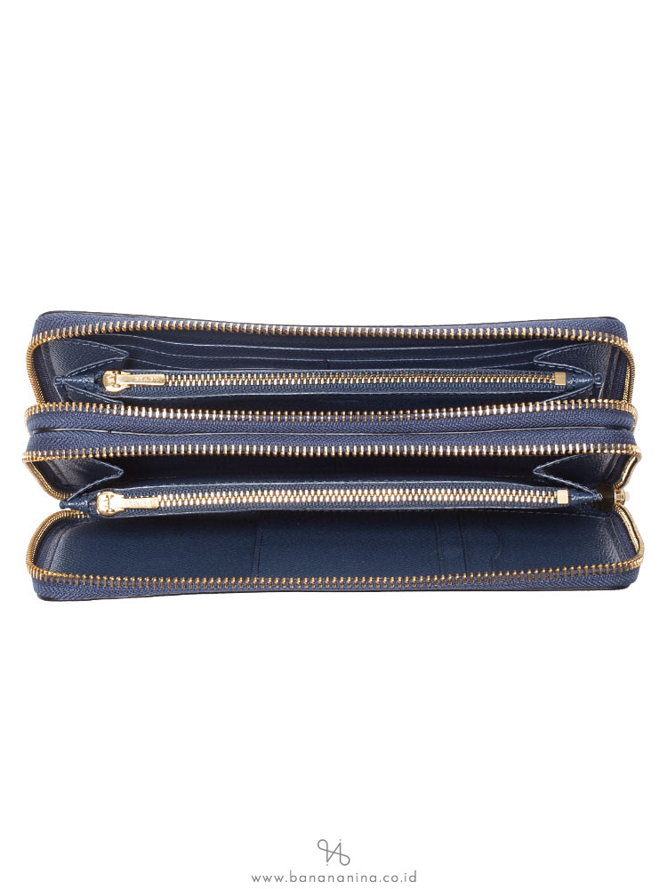 COACH 23334 Crossgrain Double Zip Travel Wallet Denim